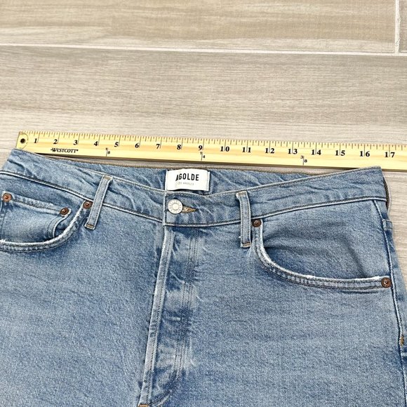 Agolde Riley High Rise Straight Crop Jeans in Shiver Light Wash Denim Size 30 - Picture 10 of 15